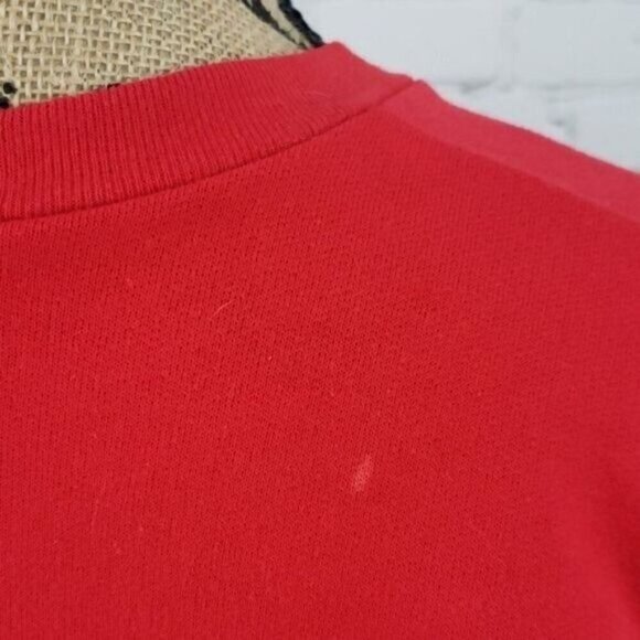 Vintage 80s 90s Kawaii Red Cute Teddy Bear Ugly Christmas Sweatshirt - Picture 8 of 10